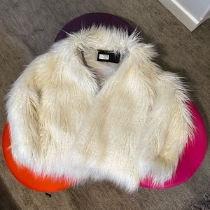 white RAG & BONE Adelyn Mongolian faux fur reversible coat - xs